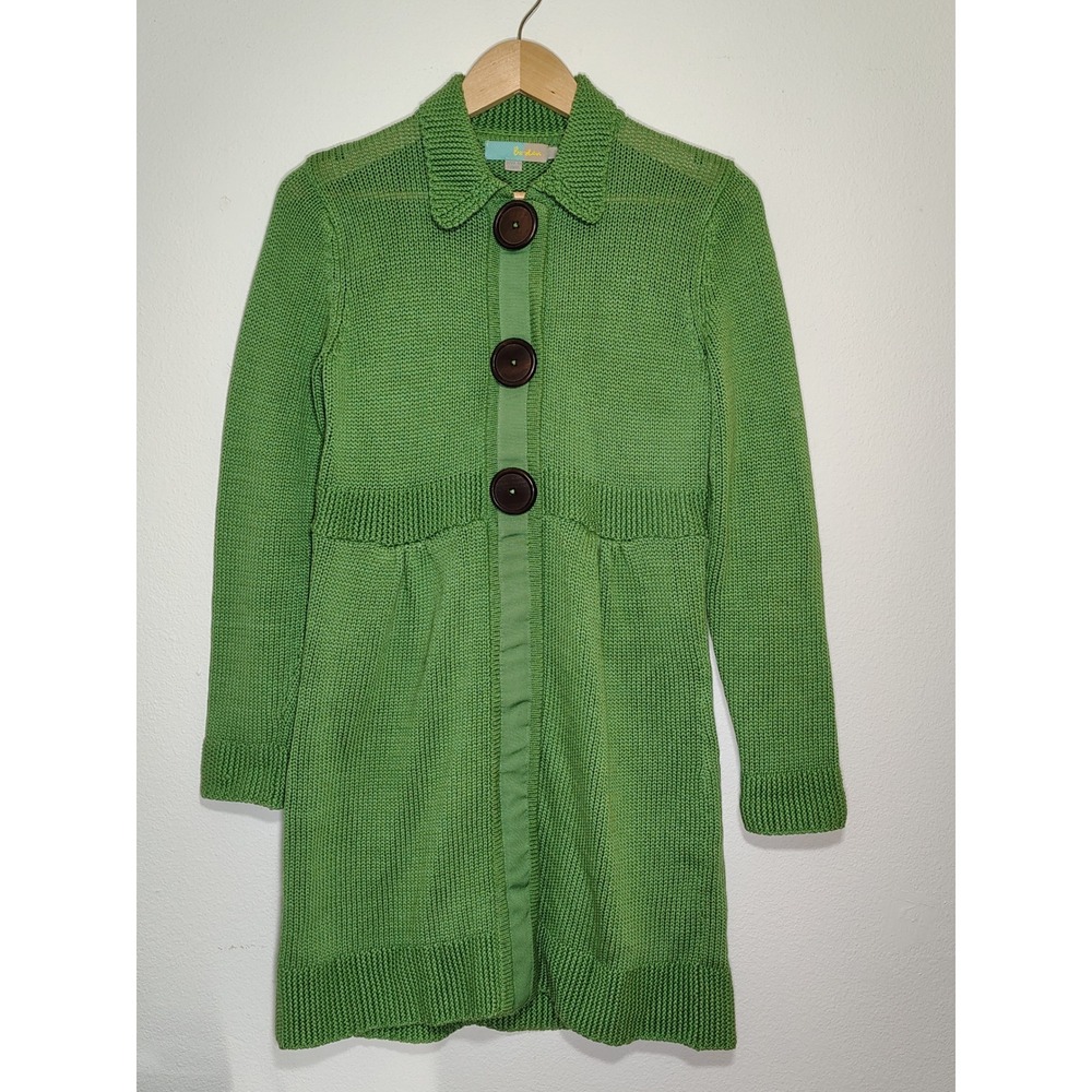Boden Green Cotton Knit Longline Cardigan Sweater Size US 8 UK 12 WK572